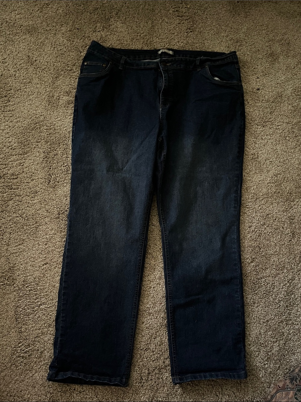 Woman Within Dark Blue Straight Leg Jeans